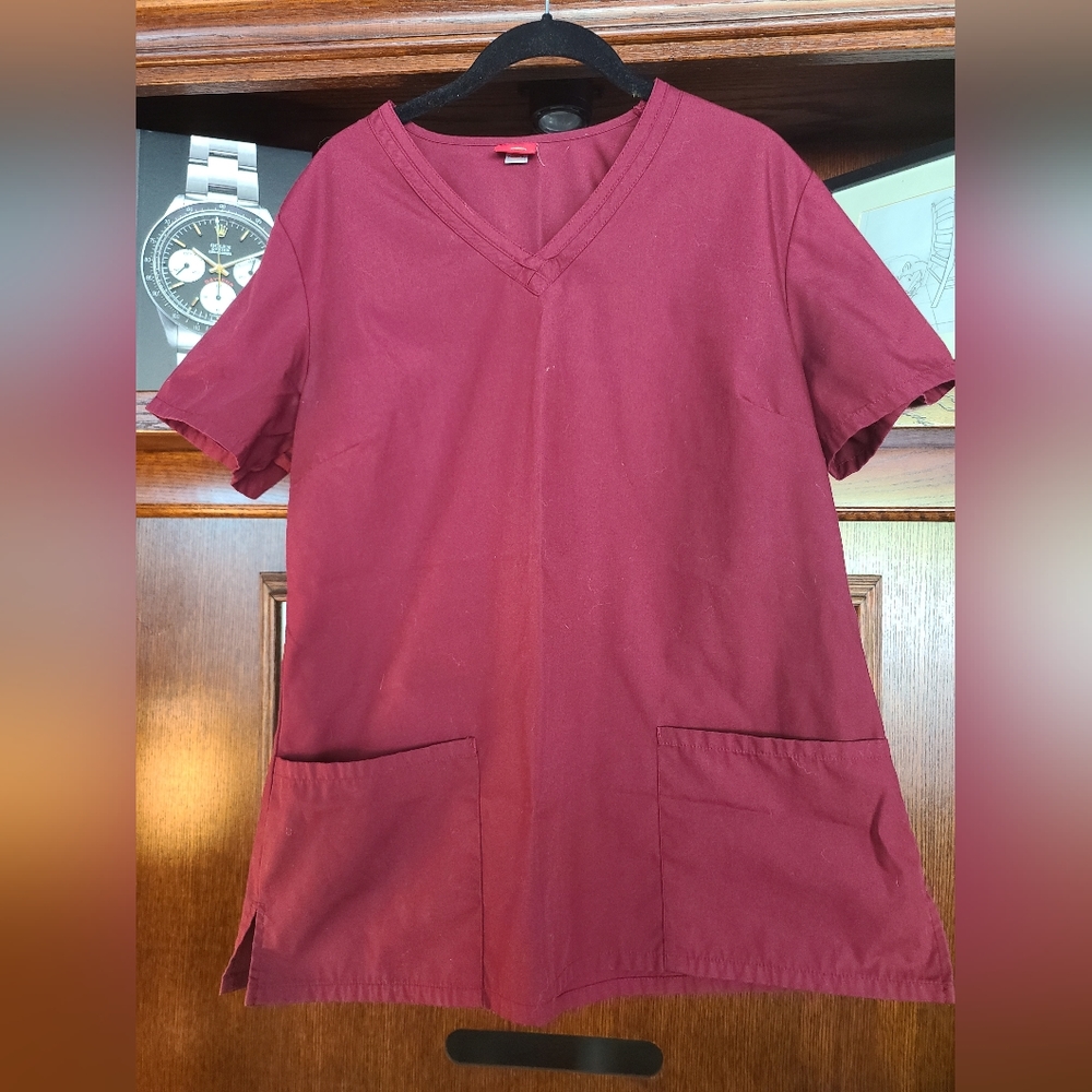 Wine colored, size large scrub top by Dickies